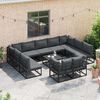 vidaXL Gartensofa-set mit Kissen 12 pcs Schwarz Aluminium