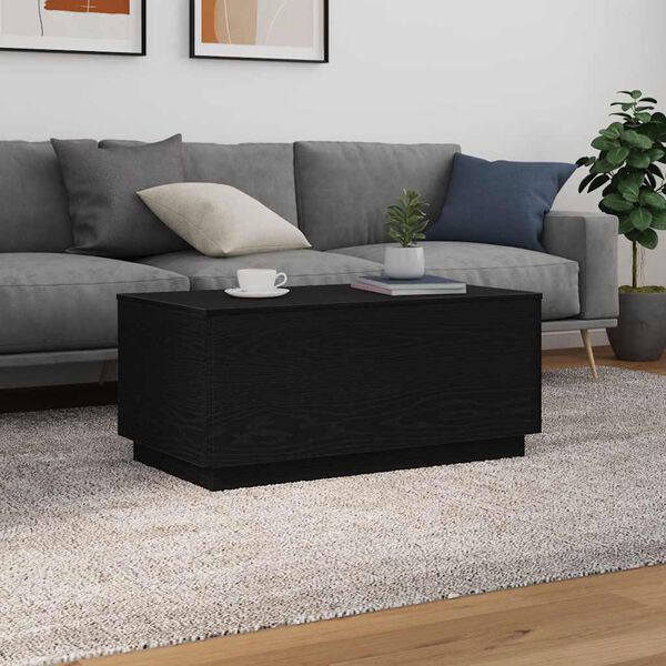 vidaXL Couchtisch mit LED-Leuchten Schwarz Eichen-Optik 90x50x40 cm