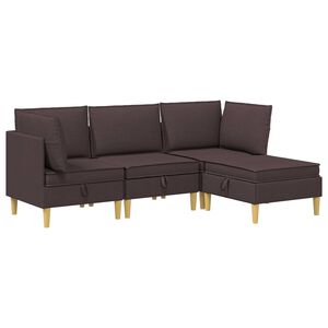 vidaXL Modular Sofa Set mit Stauraum 4 pcs Dunkelbraun Stoff