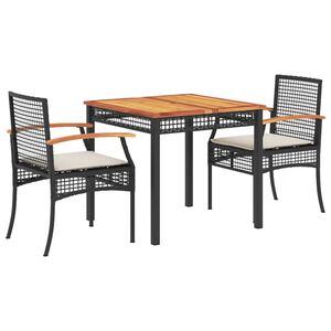 vidaXL 9-tlg. Garten-Essgruppe mit Kissen Schwarz Poly Rattan