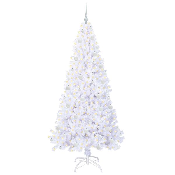 vidaXL K&uuml;nstlicher Weihnachtsbaum Wei&szlig; 210 cm PVC und Stahl