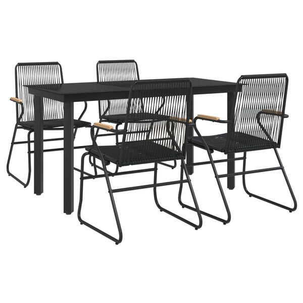 vidaXL 5-tlg. Garten-Essgruppe Schwarz PVC Rattan