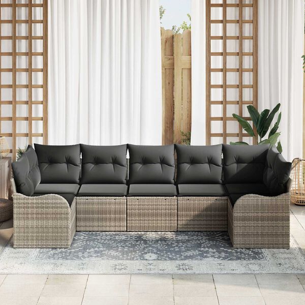 vidaXL Gartensofa-set Hellgrau Poly-Rattan