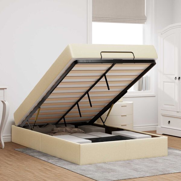 vidaXL Bettgestell mit Matratze mit Matratze 2 pcs Creme Stoff