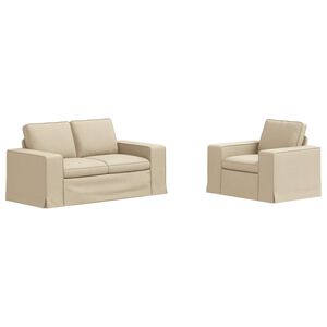 vidaXL Sofa Set 2 pcs Creme 182 x 80 x 82 cm Stoff
