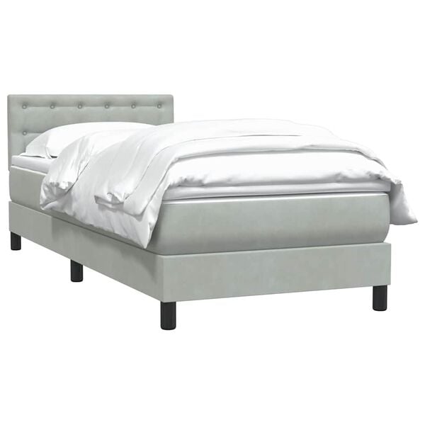 vidaXL Boxspringbett mit Matratze Hellgrau 80x210 cm Samt