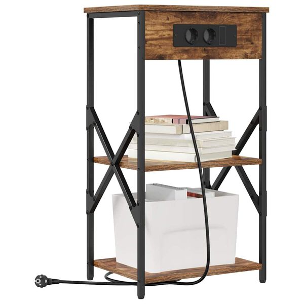 vidaXL Nachttisch mit Regal 2 pcs Ger&auml;ucherte Eiche 41 x 31 x 76 cm