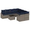 vidaXL Sofa Set 9 stk. 8-Sitzanzahl Grau und Marineblau Poly-Rattan