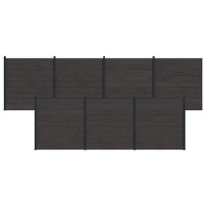vidaXL Zaunelement 7 pcs WPC und Aluminium Schwarz