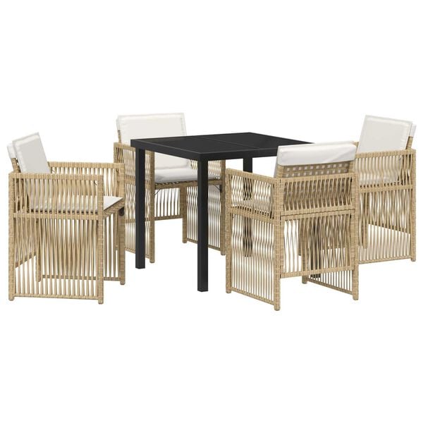 vidaXL Garten Essgruppe 5 pcs Beige Poly Rattan