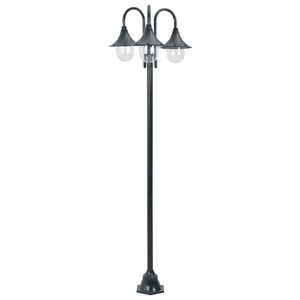 vidaXL Garten-Pollerleuchte E27 220 cm Aluminium 3-Laterne Dunkelgr&uuml;n