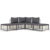 vidaXL 5-tlg. Garten-Lounge-Set mit Kissen Anthrazit Poly Rattan