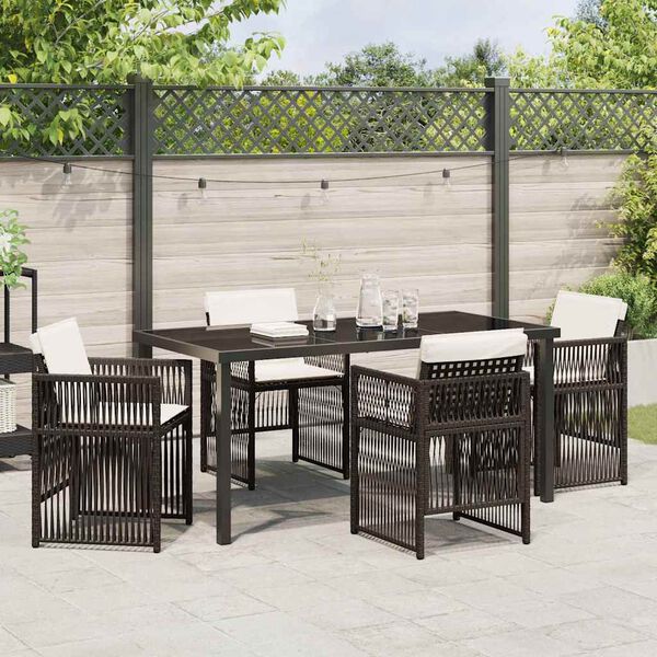 vidaXL Garten Essgruppe 5 pcs Braun Pulverbeschichteter Stahl