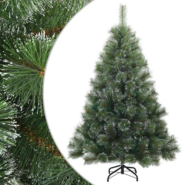 vidaXL Künstlicher Scharnier-Weihnachtsbaum schneebedeckt Weiß 150 cm