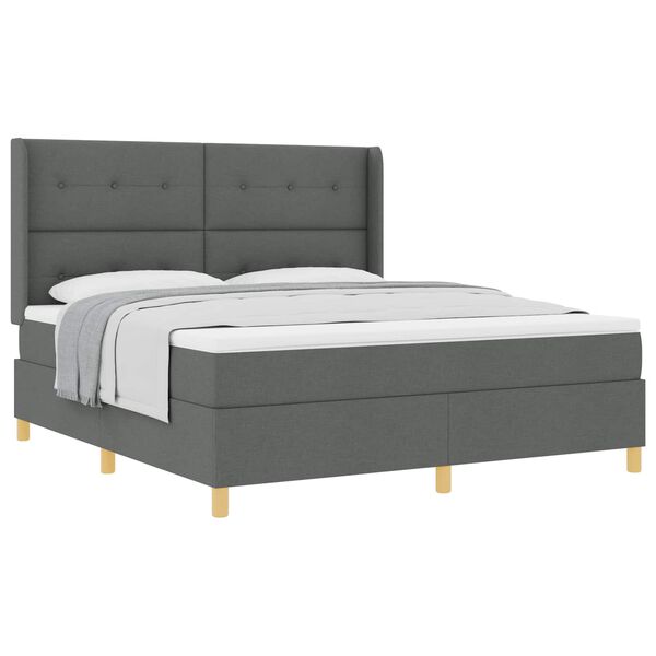 vidaXL Boxspringbett mit Matratze Dunkelgrau 180 x 200 cm Stoff