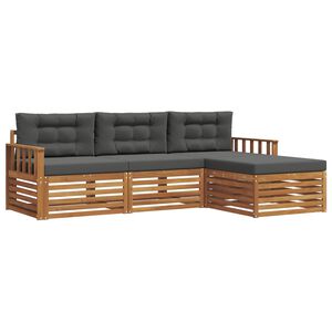 vidaXL Outdoor-Sofagarnitur Natur und Anthrazit 249,5 x 162,5 x 73 cm