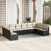 vidaXL Sofa Set mit Kissen 10 pcs Schwarz Poly-Rattan