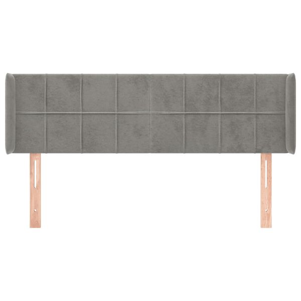 vidaXL Kopfteil mit Ohren Hellgrau 147x16x78/88 cm Samt