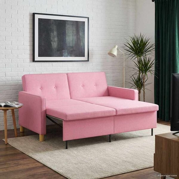 vidaXL Schlafsofa Ausziehbar Rosa Stoff