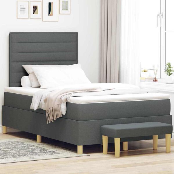 vidaXL Boxspringbett mit Matratze Dunkelgrau 120 x 190 cm Stoff