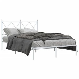 vidaXL Bettgestell mit Kopfteil Metall Wei&szlig; 120x200 cm