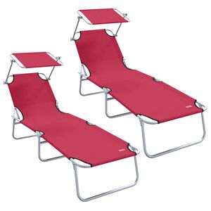 vidaXL Sonnenliege 2 stk. Polyester Rot