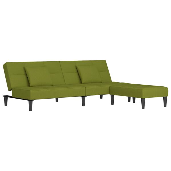 vidaXL Schlafsofa 2-Sitzer mit 2 Kissen & Hocker Hellgr&uuml;n Samt