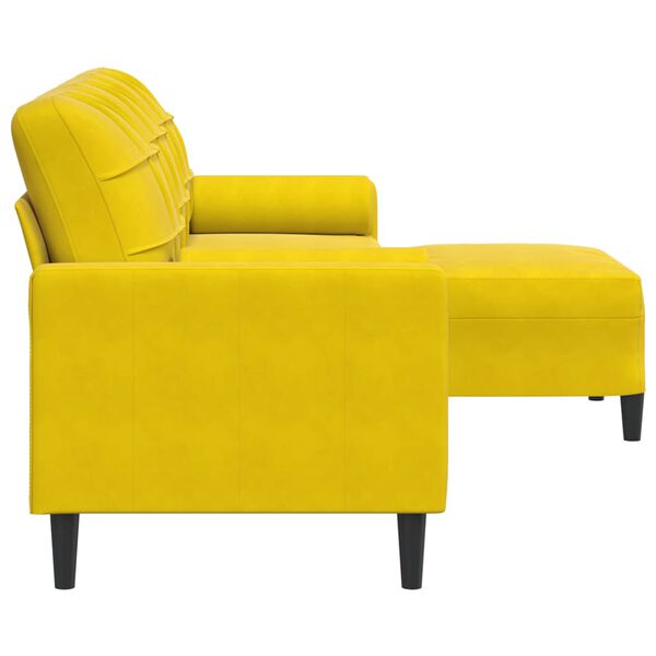 vidaXL Sofa 3-Sitzer mit Hocker Gelb 210 cm Samt