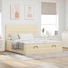 vidaXL Ottoman-Bett mit Matratzen & LEDs Creme 200x200 cm Stoff