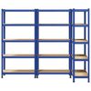 vidaXL Lagerregale mit 5 Böden 3 Stk. Blau Stahl & Holzwerkstoff