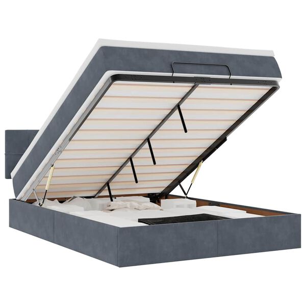 vidaXL Ottoman-Bett mit Matratze Dunkelgrau 140x190 cm Samt