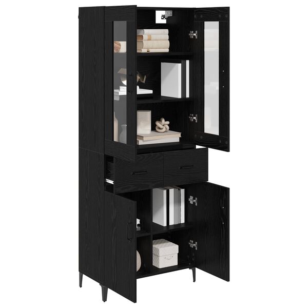 vidaXL Highboard Schwarz Eichen-Optik 69,5 x 34 x 180 cm Holzwerkstoff