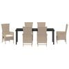 vidaXL Garten Essgruppe mit Kissen 7 pcs Beige Poly-Rattan