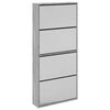 vidaXL Schuhschrank mit Spiegel 4 F&auml;cher Grau Sonoma 63x17x134 cm