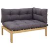 vidaXL Ecksofa Einheit Helles Akazie und Dunkelgrau 132 x 92 x 82 cm