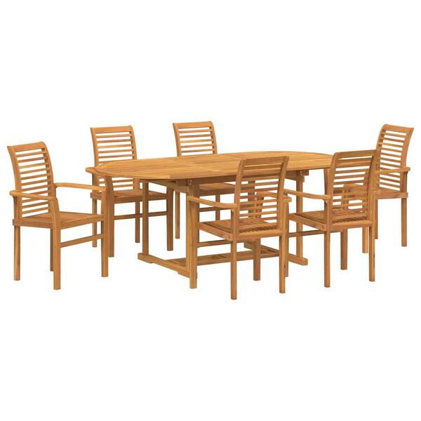 vidaXL Garten Essgruppe 7 pcs Braun 200 x 100 x 75 cm Massivholz Teak