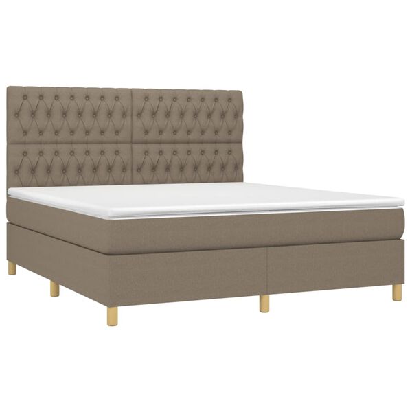 vidaXL Boxspringbett mit Matratze Taupe 180x200 cm Stoff