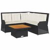 vidaXL 4-tlg. Garten-Lounge-Set mit Kissen Schwarz Poly Rattan