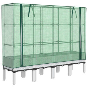 vidaXL Hochbeet mit Gew&auml;chshaus-Aufsatz Rattan-Optik 160x40x140 cm