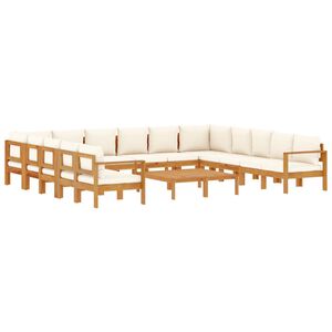 vidaXL 10-tlg. Garten-Sofagarnitur mit Kissen Massivholz Akazie