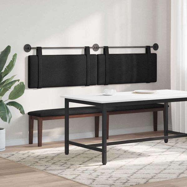 vidaXL H&auml;ngevorderseite Wandmontiert Uni Schwarz 210 x 55 x 5 cm Stoff
