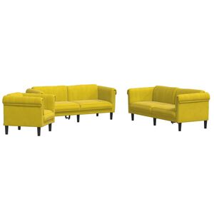 vidaXL 3-tlg. Sofagarnitur Gelb Samt