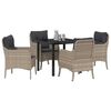 vidaXL Garten Essgruppe mit Kissen 5 pcs Hellgrau Poly-Rattan