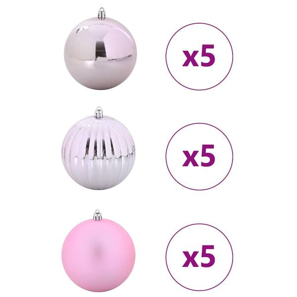 vidaXL Weihnachtskugel-Set 15 pcs Rosa Kunststoff
