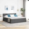 vidaXL Bett mit LED-Lichtleisten Dunkelgrau 180 x 200 cm Stoff