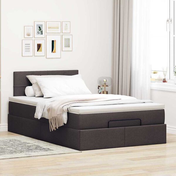 vidaXL Ottoman-Bett mit Matratze Dunkelbraun 120x200 cm Stoff