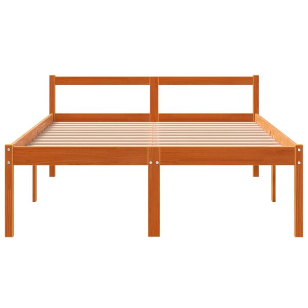 vidaXL Seniorenbett Wachsbraun 140x190 cm Massivholz Kiefer