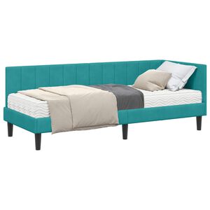 vidaXL Eckbettgestell mit Matratze 2 stk. T&uuml;rkis 80 x 200 cm Samt