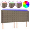 vidaXL LED Kopfteil Taupe 163x16x118/128 cm Stoff