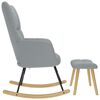 vidaXL Schaukelstuhl mit Fu&szlig;hocker Hellgrau Stoff